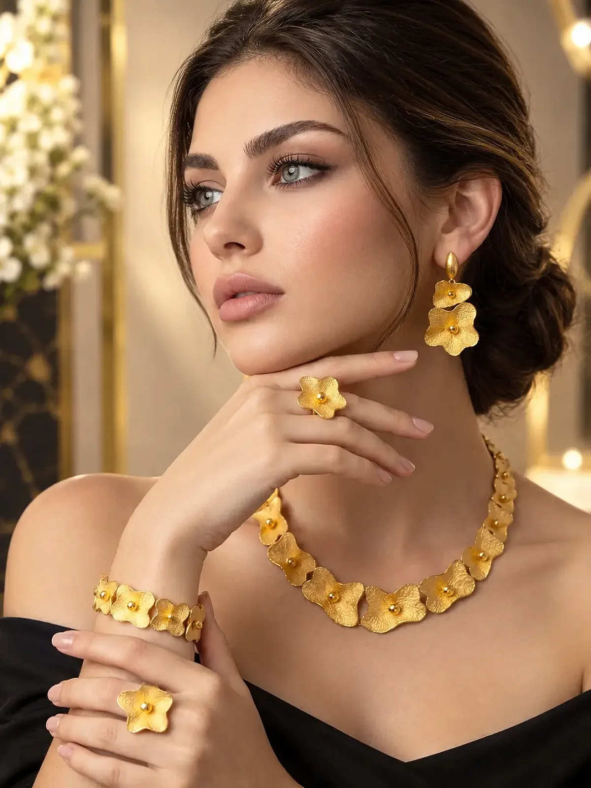Draped in Golden Romance